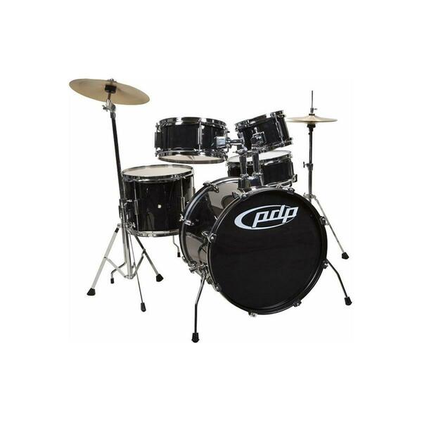 Drum Works Furniture Drum Set Player Kit Cymbals Throne, Black - 5 Piece PDJR18KTCB